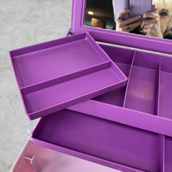 VINTAGE CABOODLE CASE -- 1980's Make Up Case, Purple/Pink, Original Owner - Picture 13 of 16